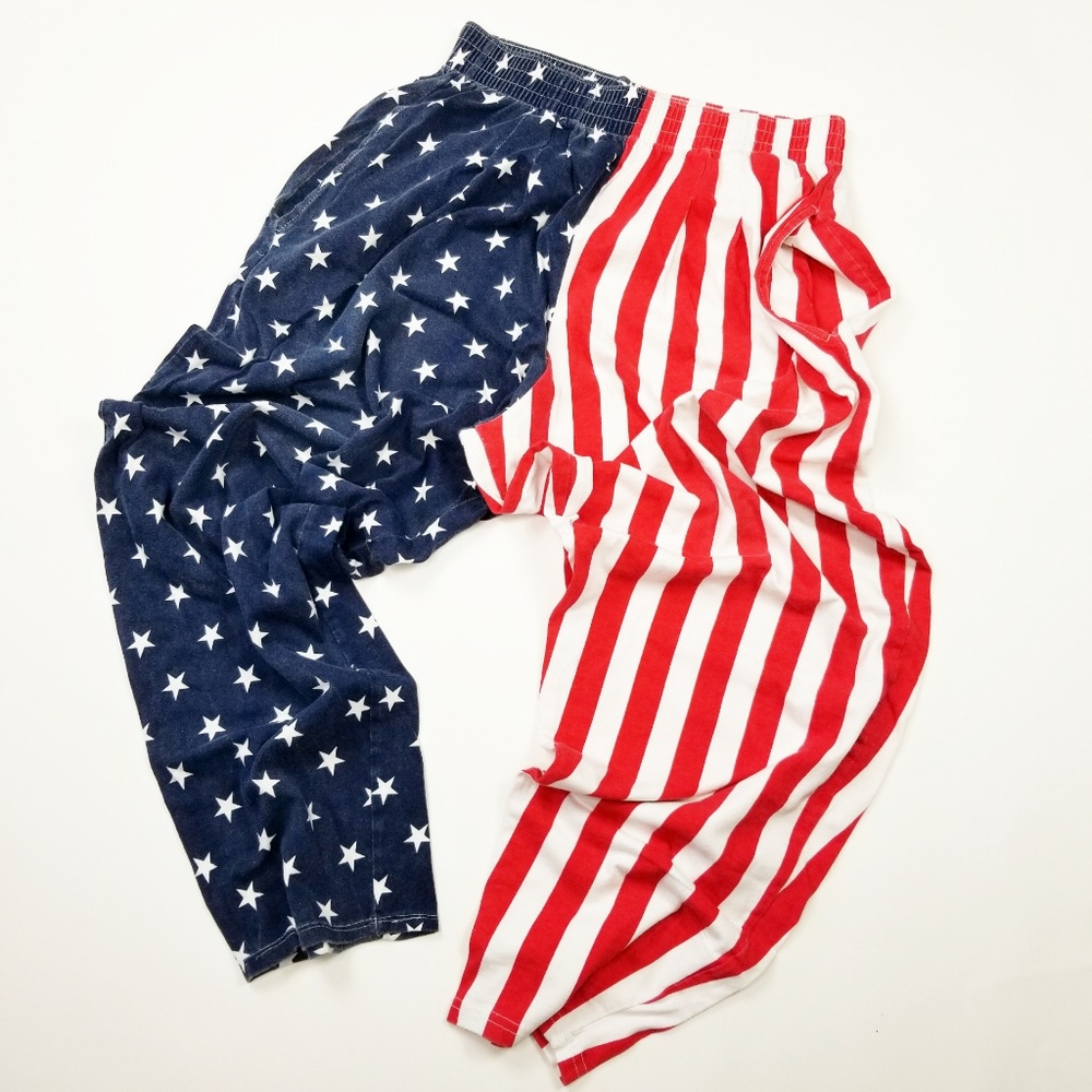 Vtg Mens 90s American Flag Pants Parachute MC Hamm